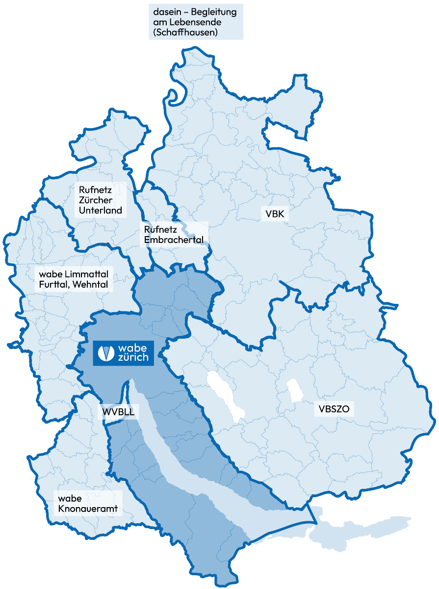 Einsatzgebiete Organisationen zur Begleitung Schwerkranker Zürich und Schaffhausen